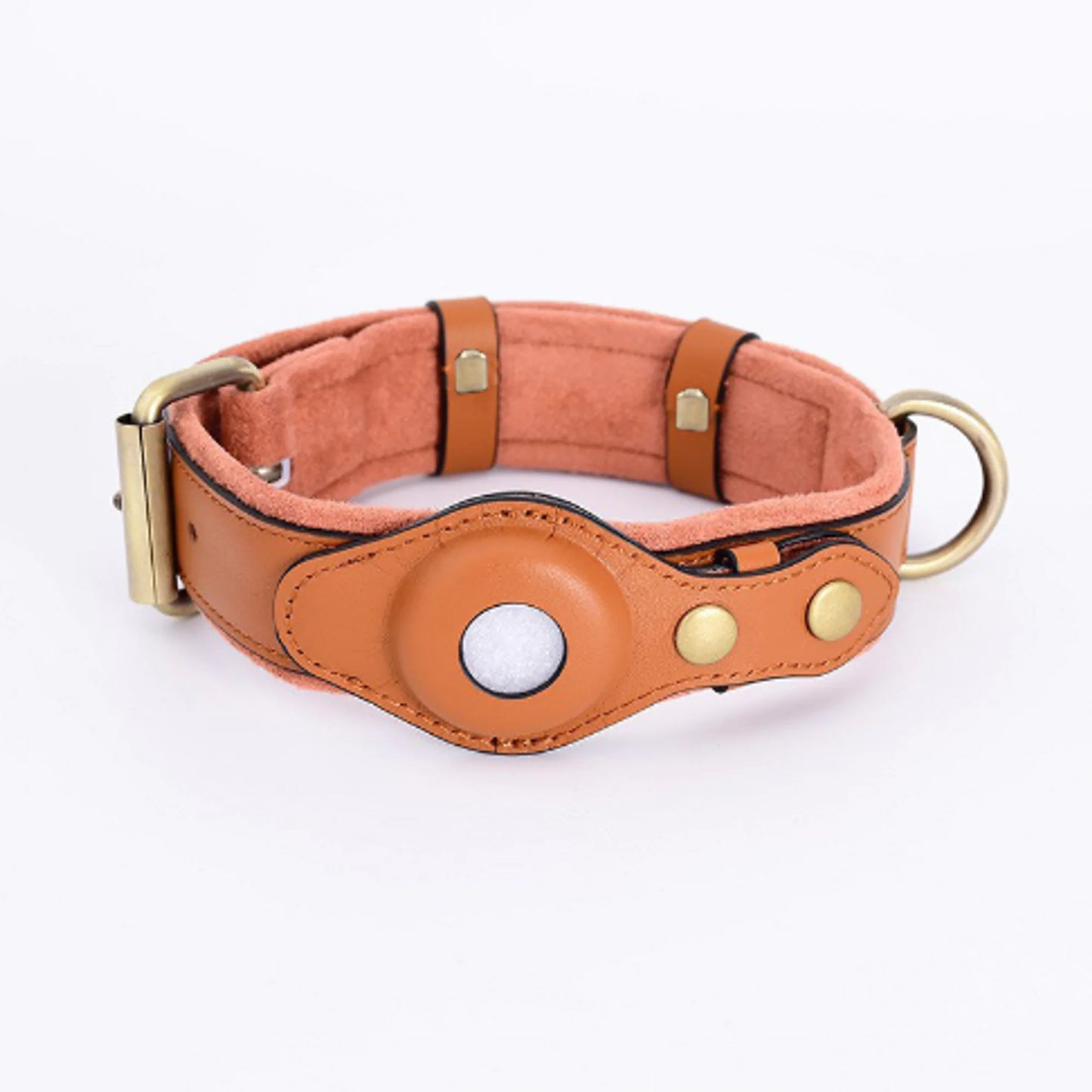 New Leather Airtag Dog Collar Pet Adjustable Collar